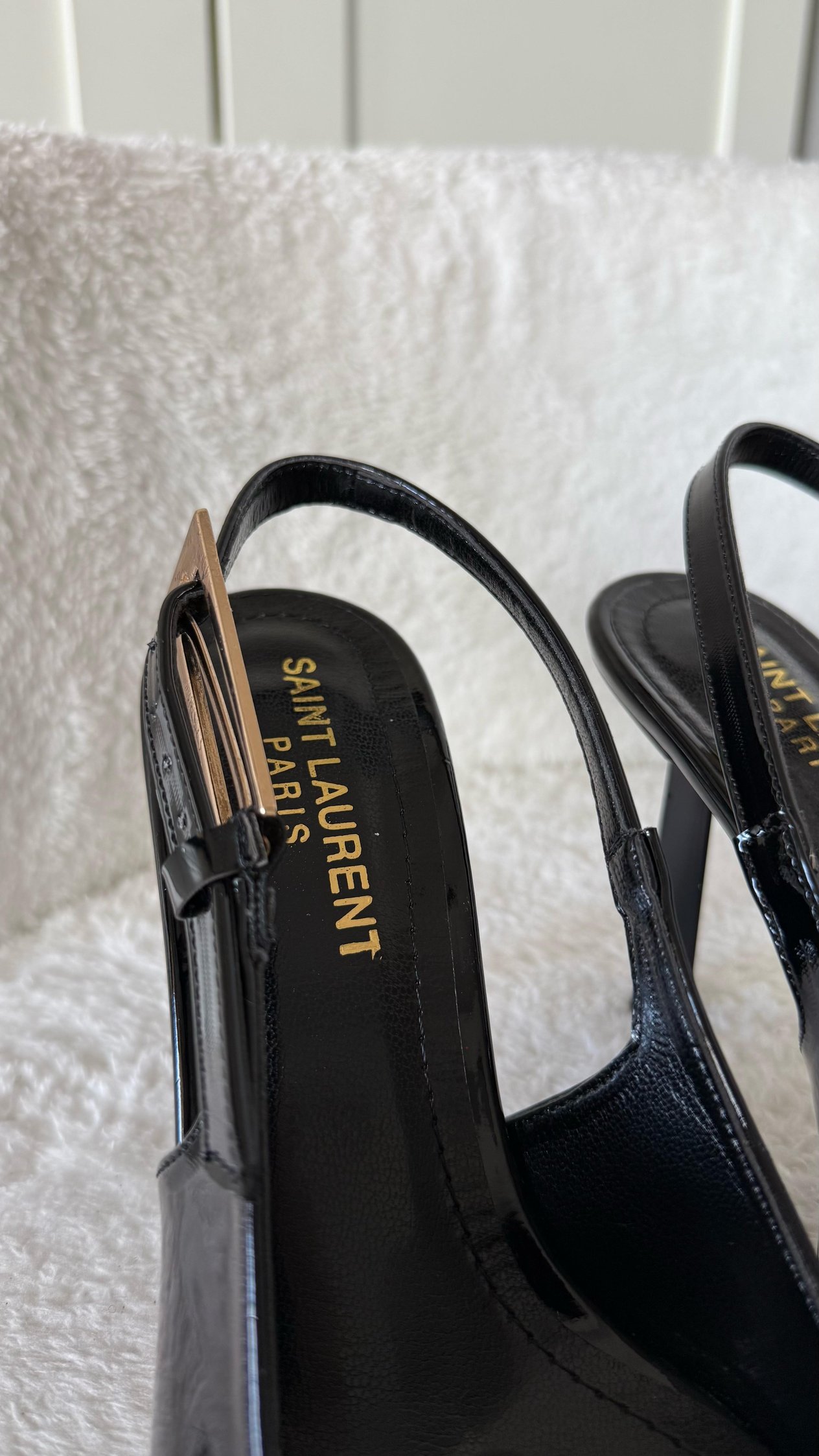 Ysl Sivri Burun Kemerli Açık Topuklu Ayakkabı Siyah
