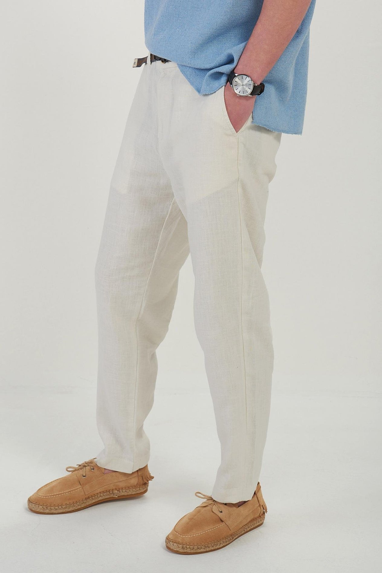 Beli Kemerli Lınen Kumaş Pantolon