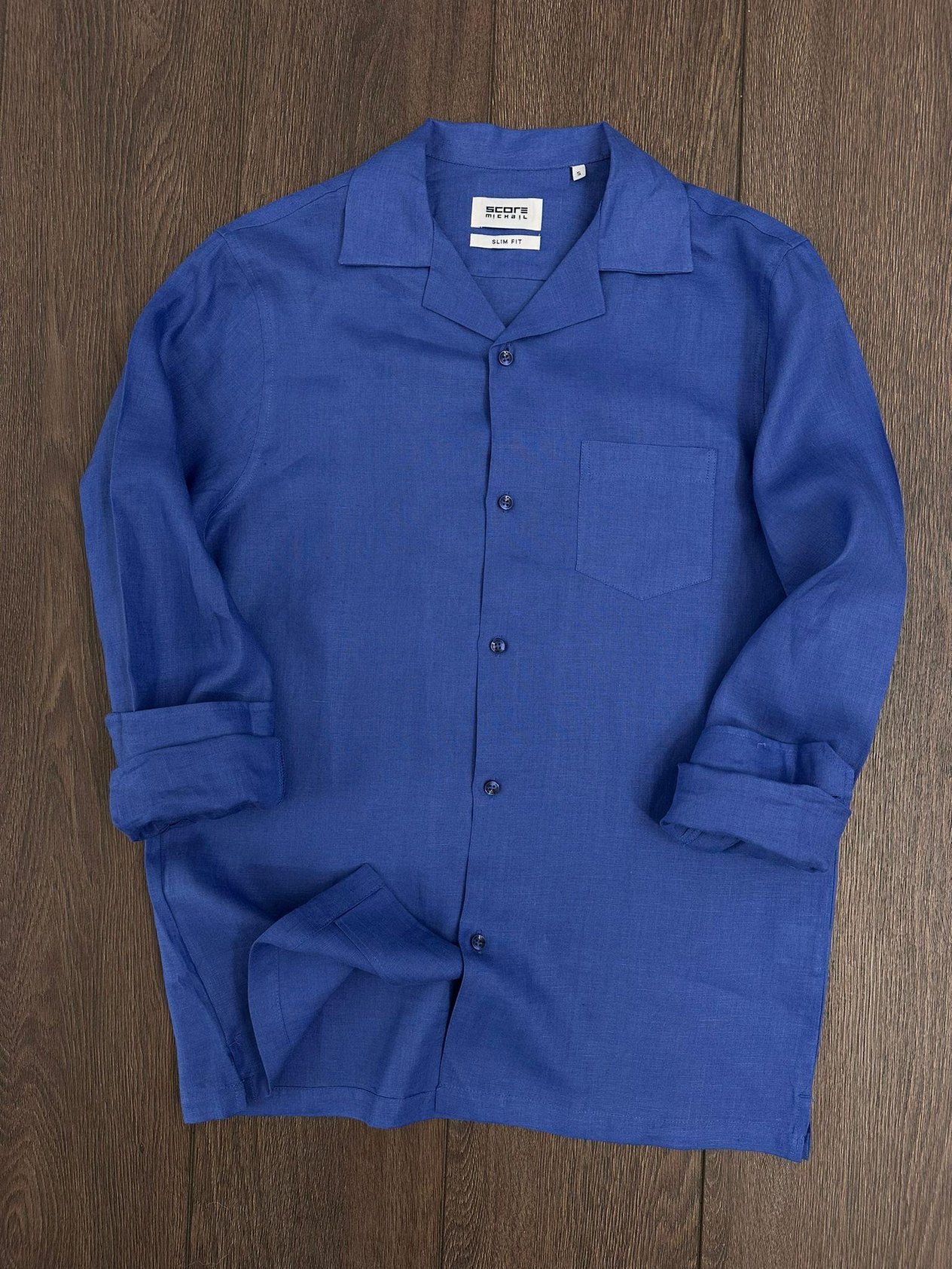 Cep Detaylı %100 Keten Gömlek