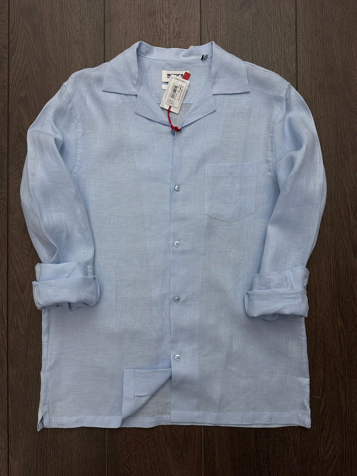 Cep Detaylı %100 Keten Gömlek