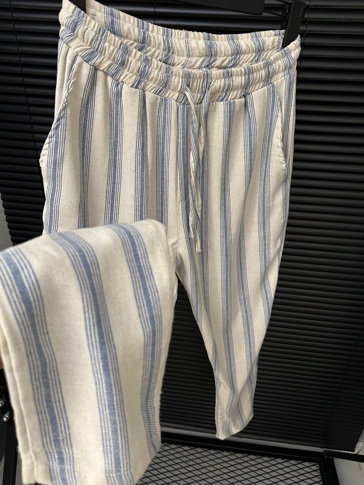 Çizgili Keten Pantolon