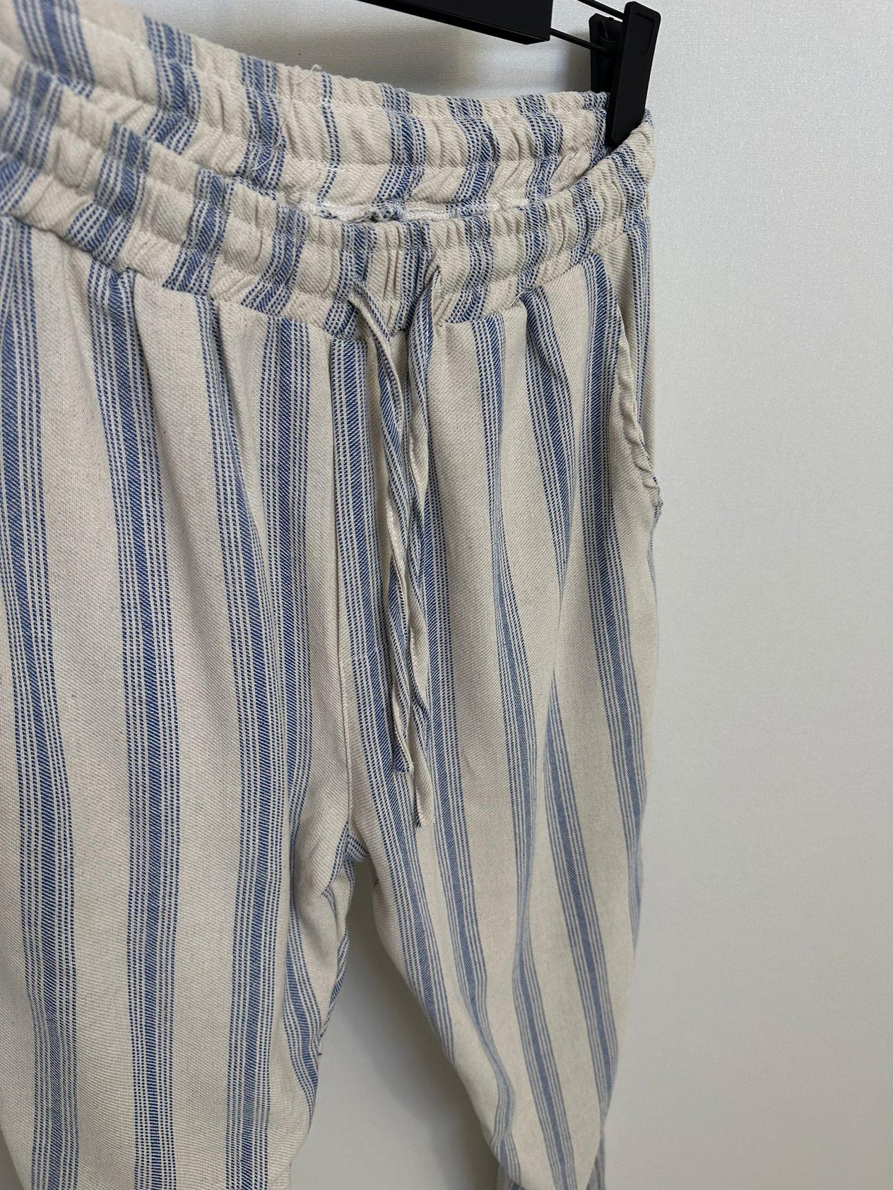 Çizgili Keten Pantolon