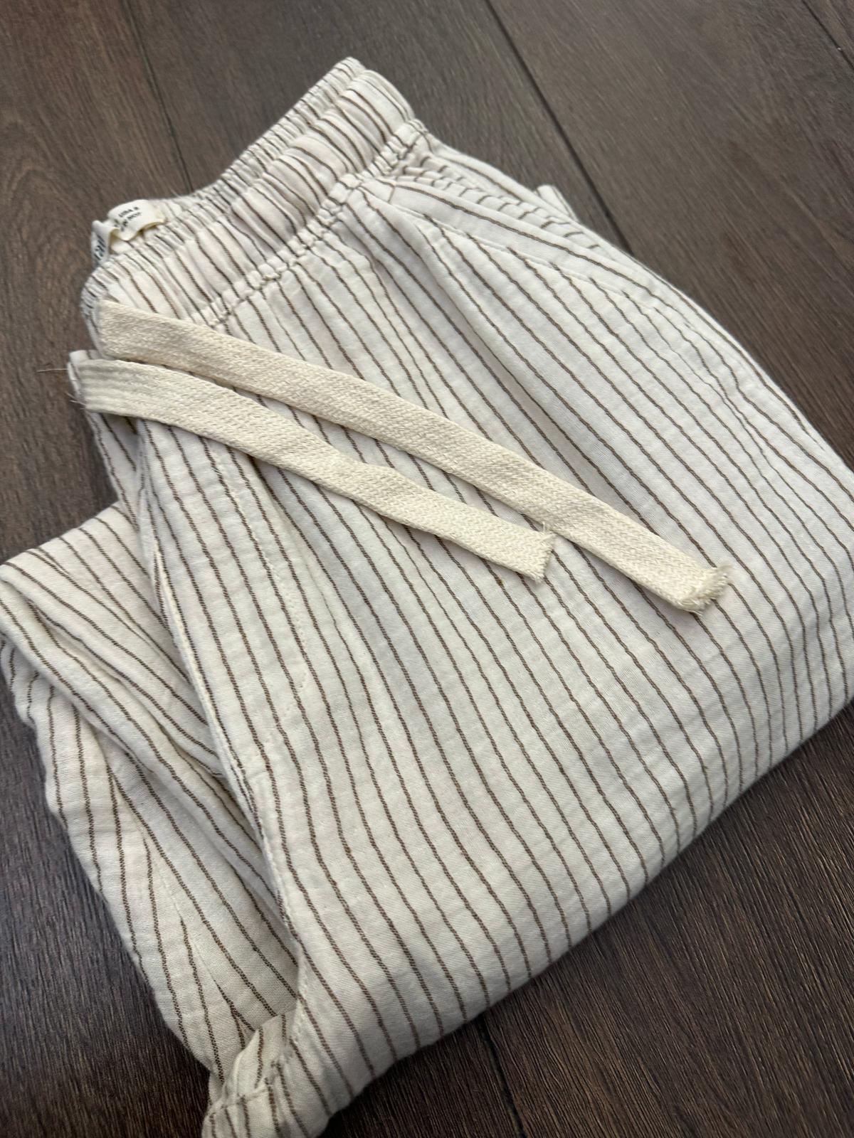 Lyros Çizgili Keten Pantolon