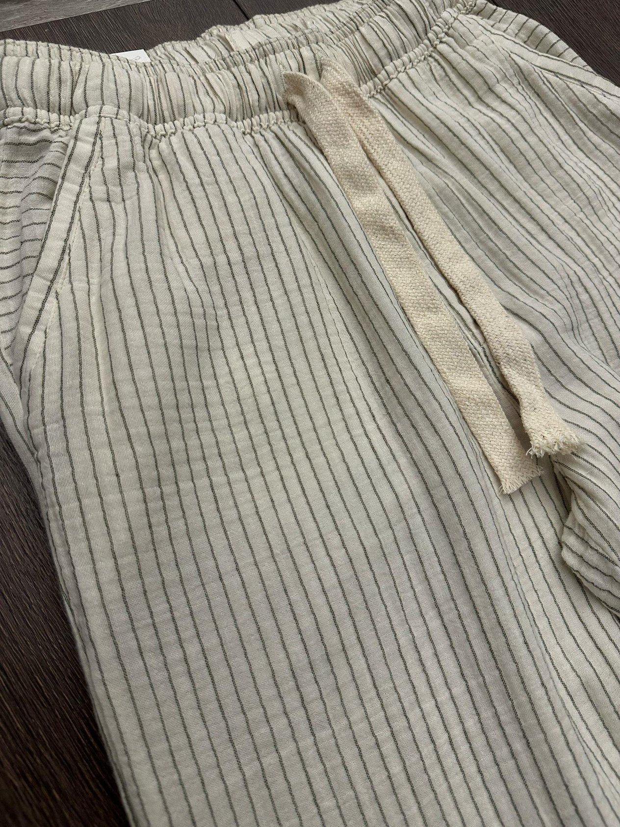 Lyros Çizgili Keten Pantolon