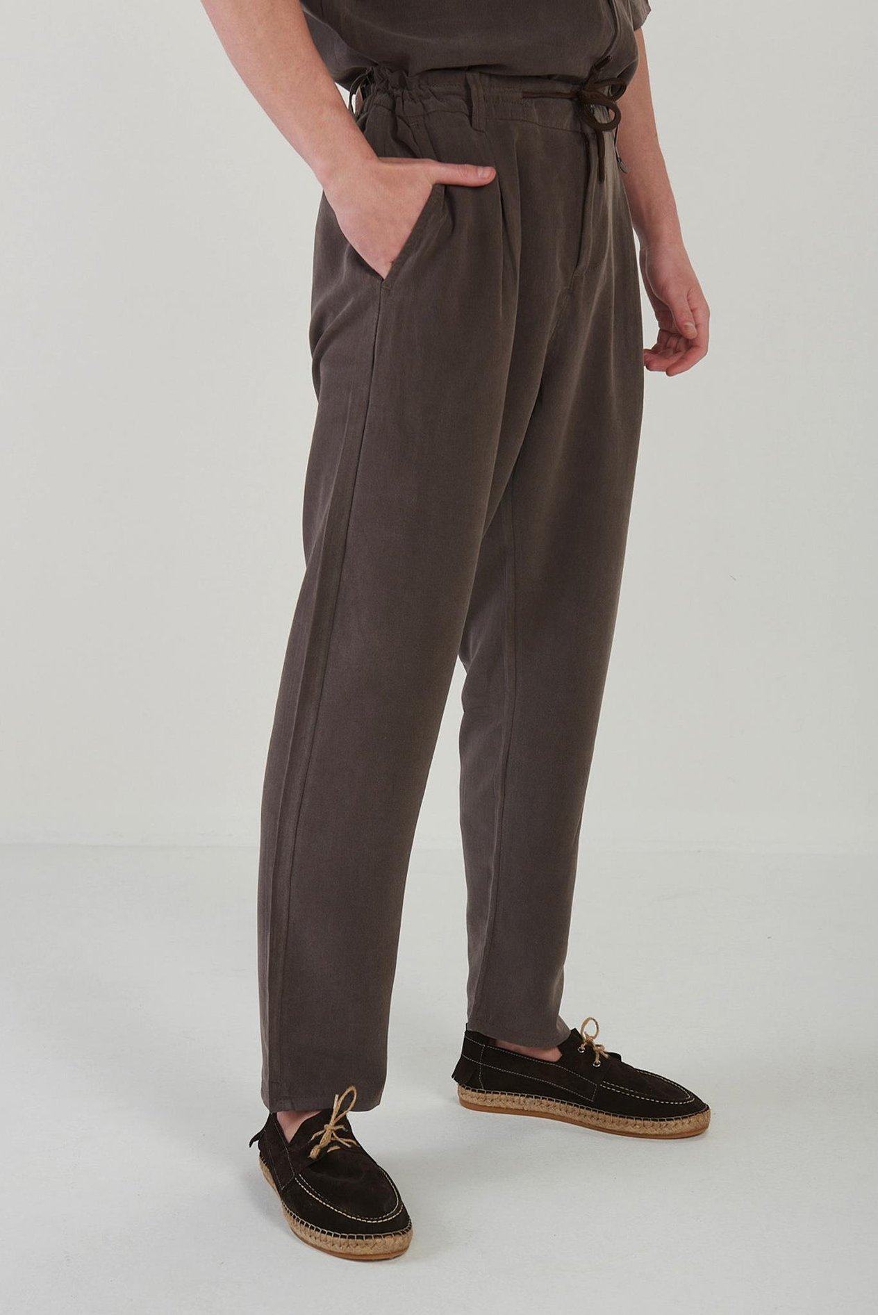 Yan Cepli Kordonlu Pantolon