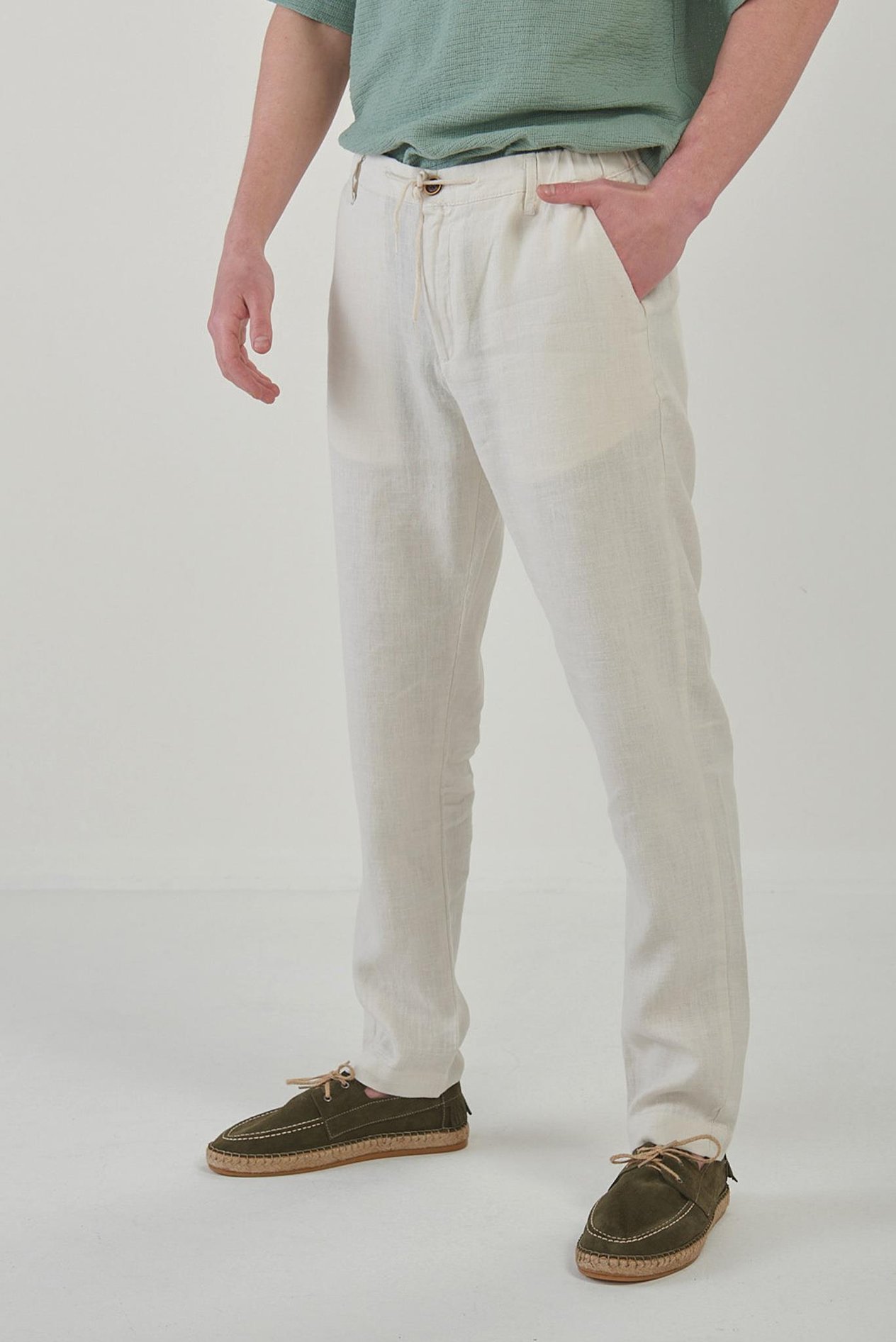 Yandan Cepli Lınen Kumaş Pantolon