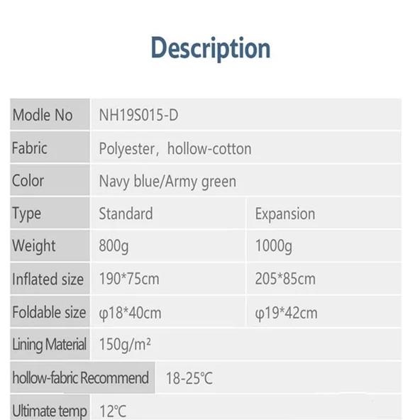  Naturehike H150 ( STD ) Zarf Tarzı Pamuklu Uyku Tulumu 12°C
