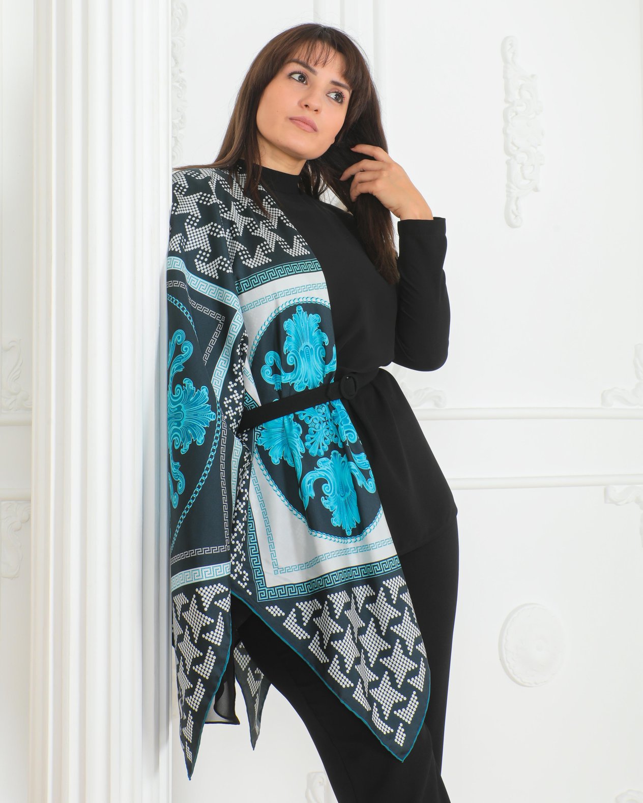 Sidney İpek Twill Desenli Kadın Eşarp 