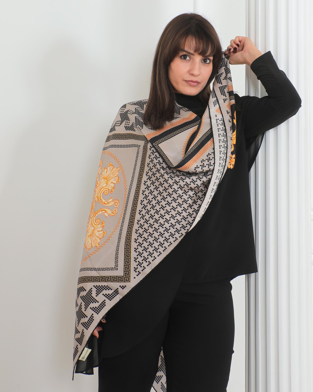 Sidney İpek Twill Desenli Kadın Eşarp 