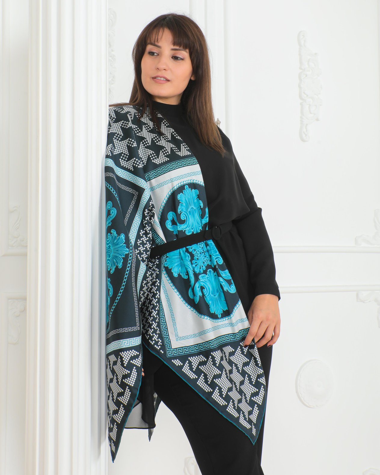 Sidney İpek Twill Desenli Kadın Eşarp 