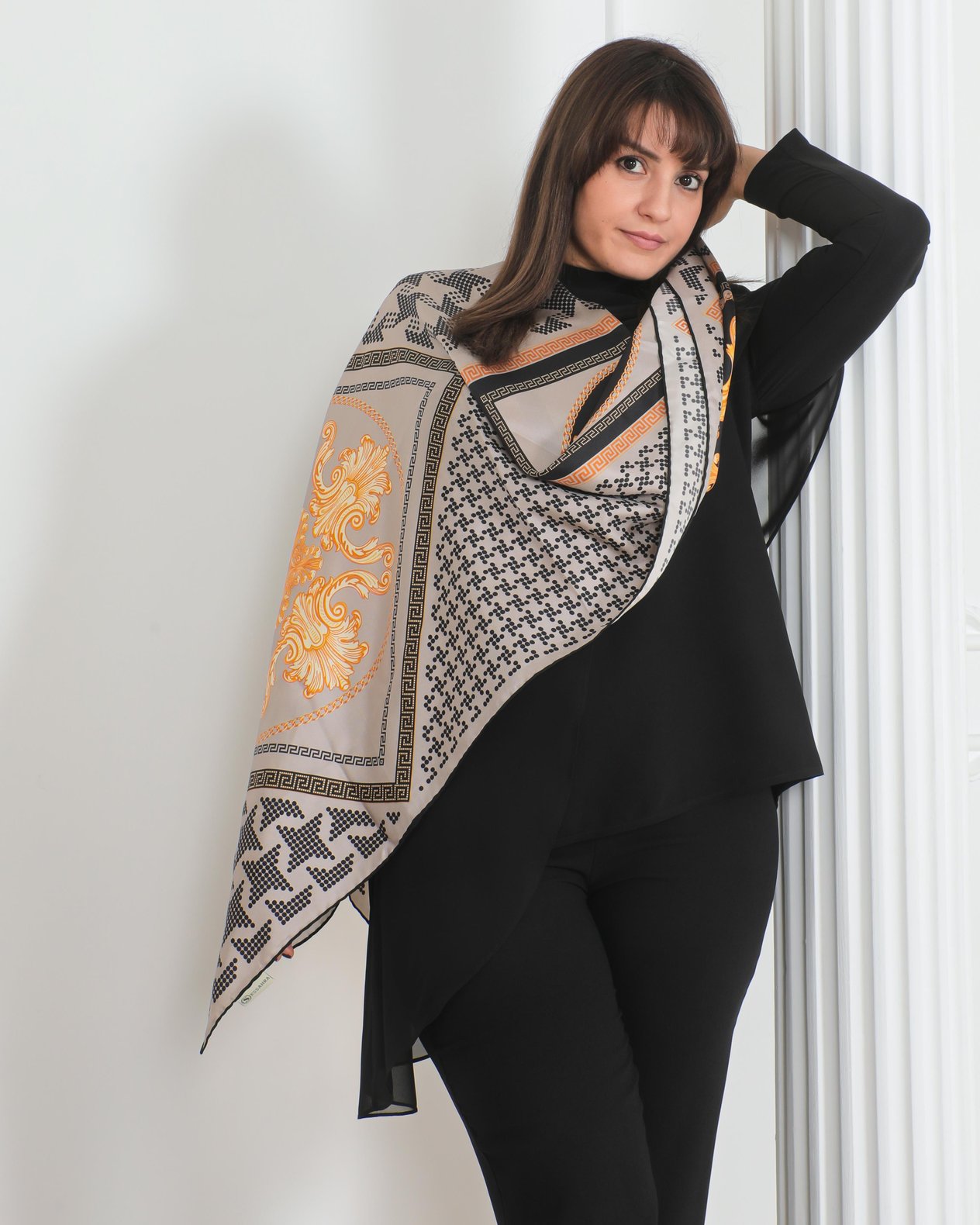 Sidney İpek Twill Desenli Kadın Eşarp 