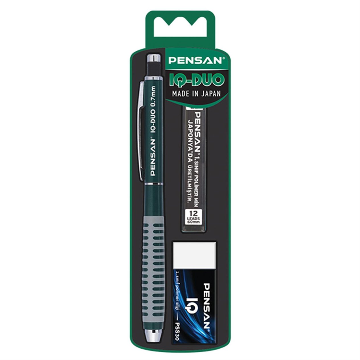 Pensan IQ-DUO Versatil (Uç)K+S+M, 0.7 Uç,Set, Yeşi