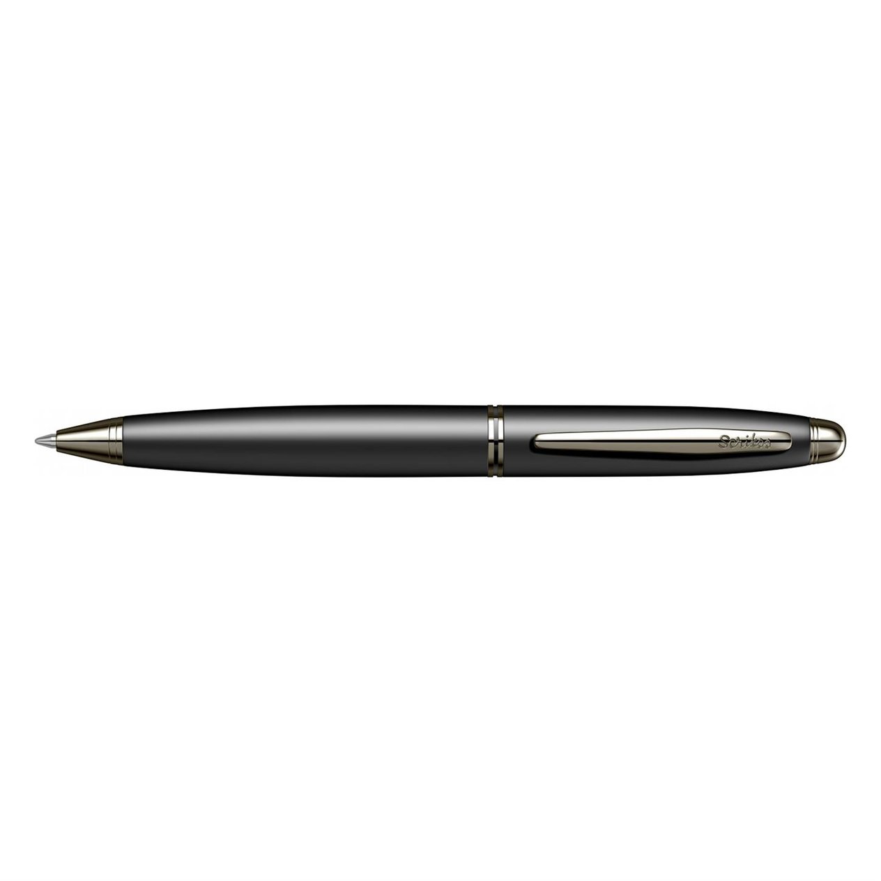 Scrikss Elegance Knight 88 Tükenmez Kalem Mat  Siyah Gövde Titanyum Kaplama Klips