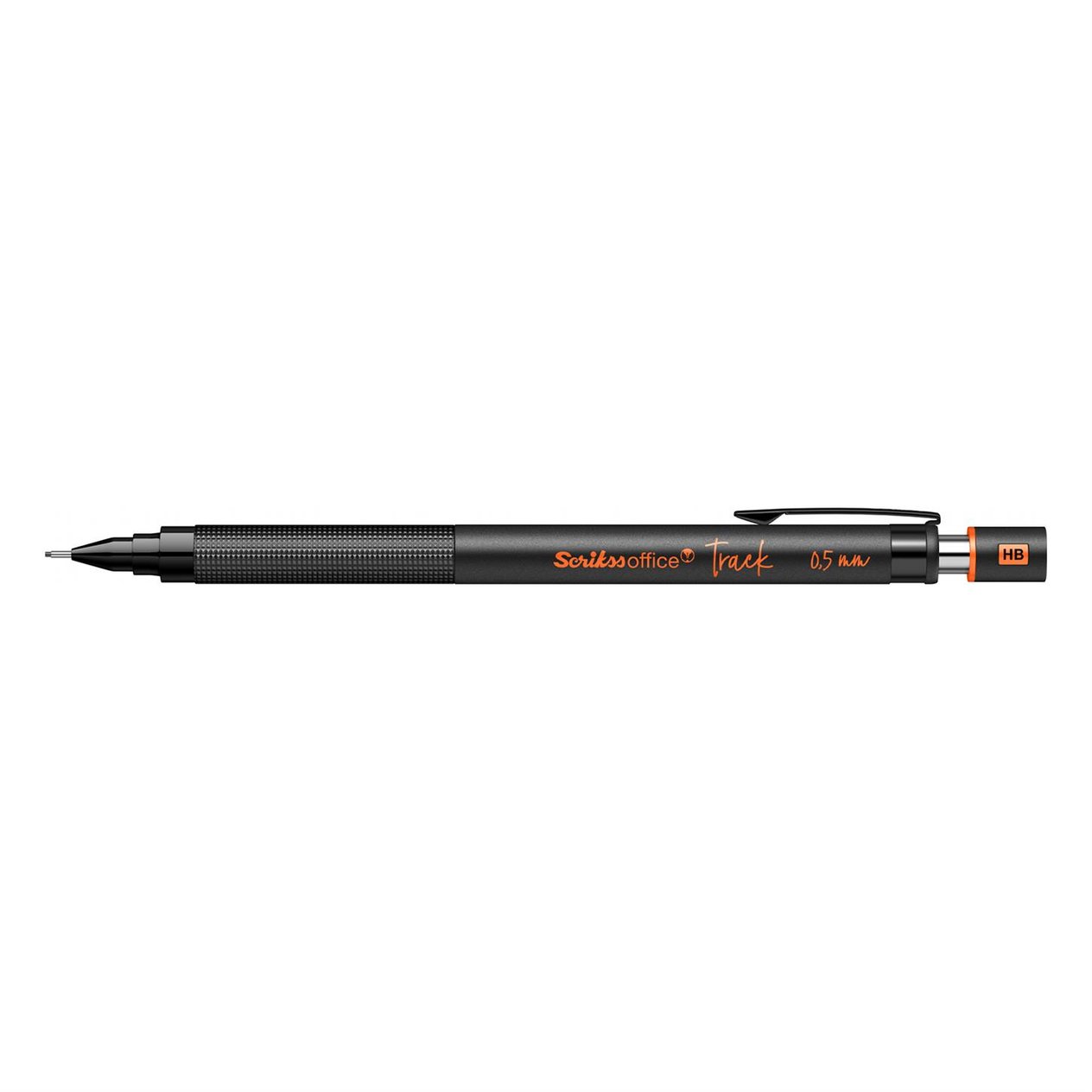 Scrikss Track Versatil (Uçlu) Kalem Plastik Gövde Siyah Metal Klips 0.5 mm Uç Turuncu