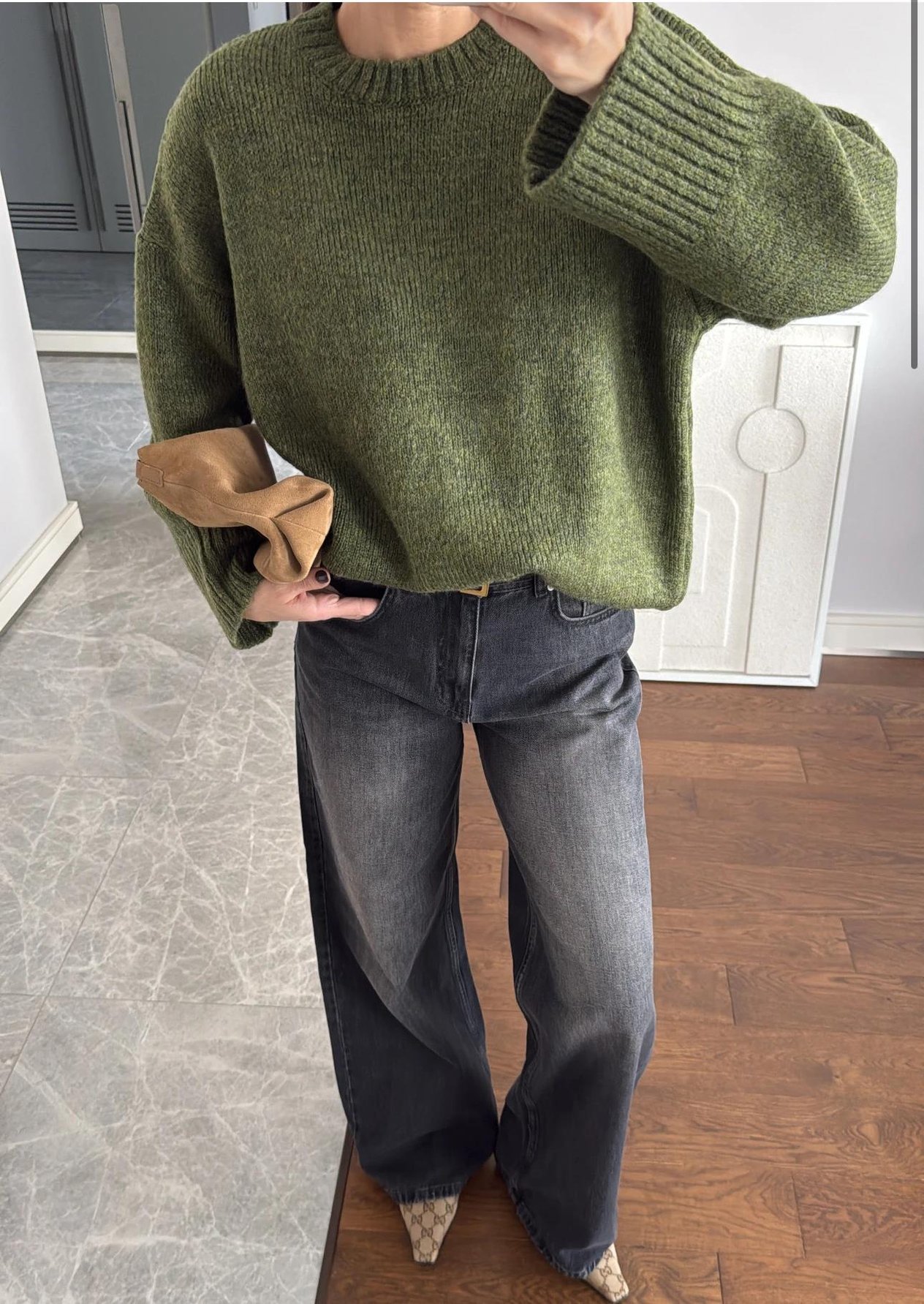 Premium Bisiklet Yaka Basic Oversize Triko Kazak