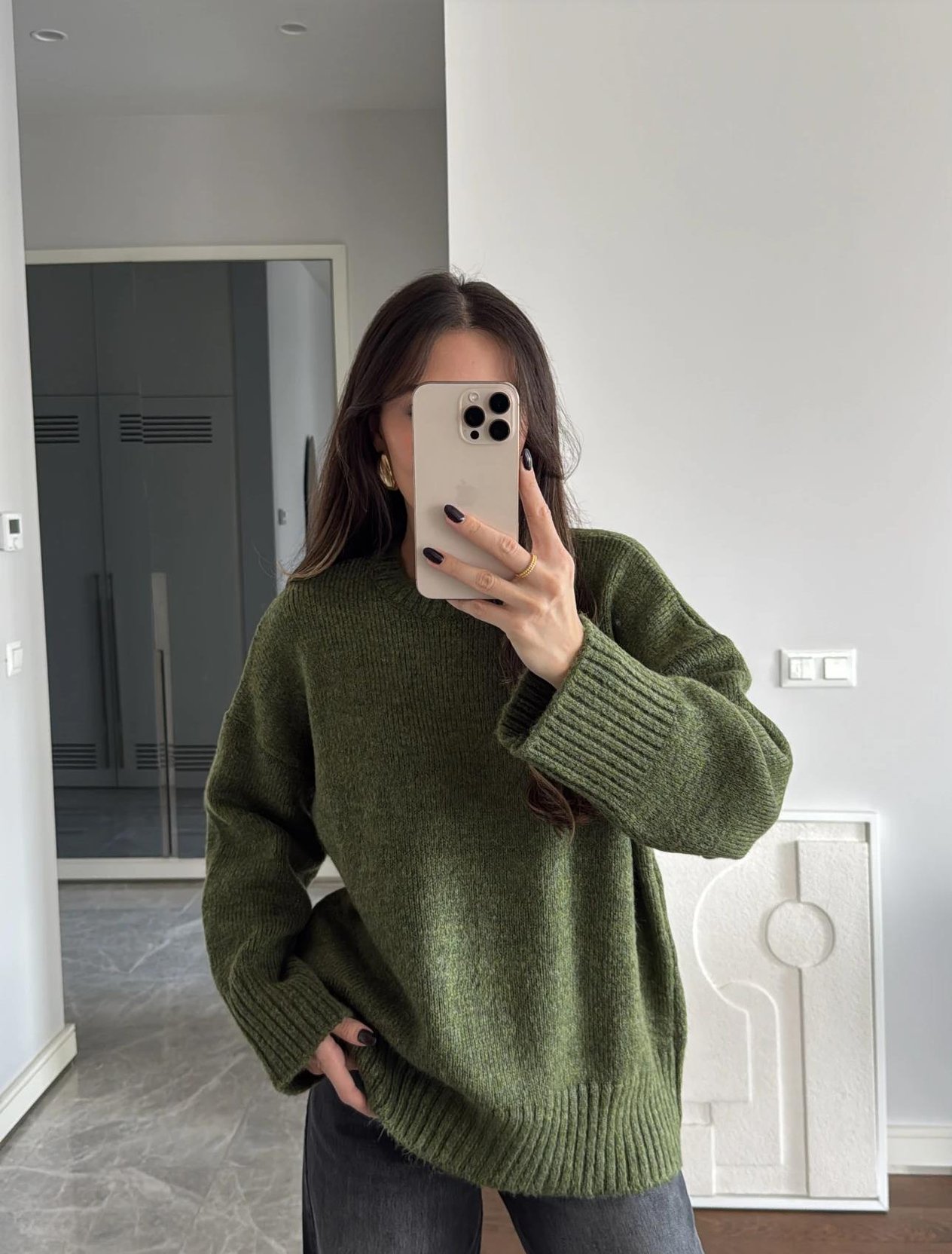 Premium Bisiklet Yaka Basic Oversize Triko Kazak