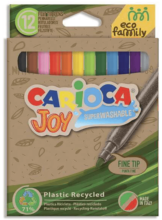 CARİOCA KEÇELİ BOYA KALEMİ ECO FAMILY JOY SÜPER YIKANABİLİR 12'Lİ 43100