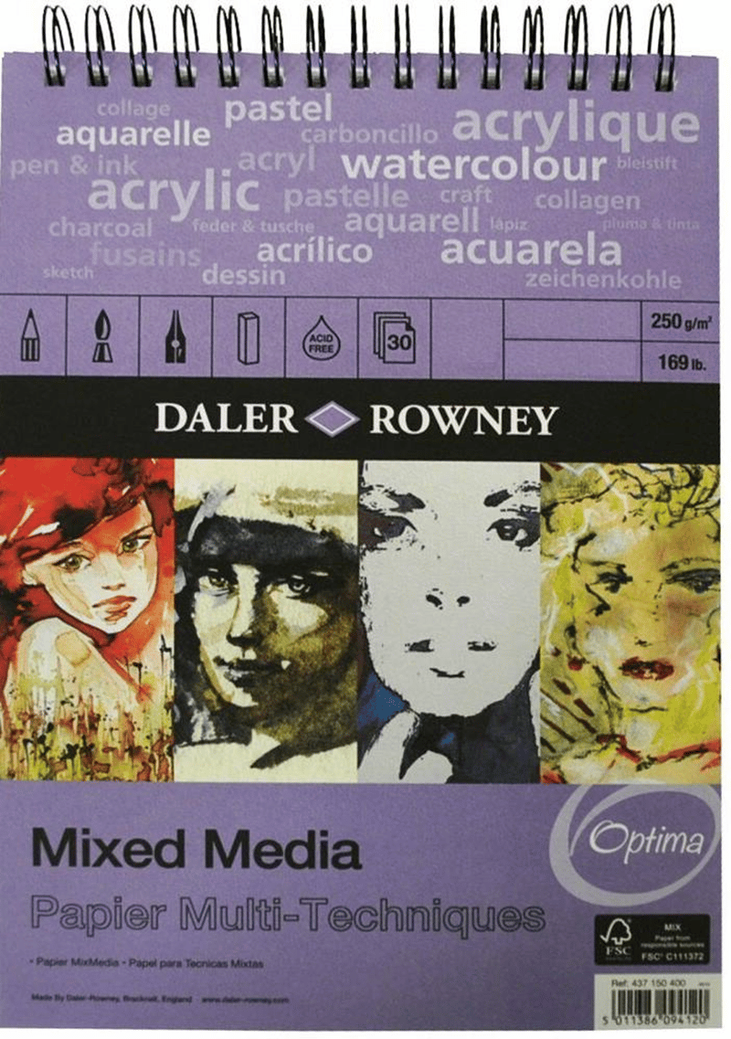 DALER ROWNEY ÇİZİM BLOĞU MIXED MEDIA SPİRALLİ A4 250 GR 30 SF 437150400