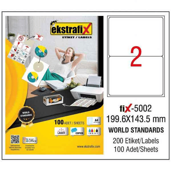 EKSTRAFİX LASER ETİKET 199,6x143,5 MM FİX-5002