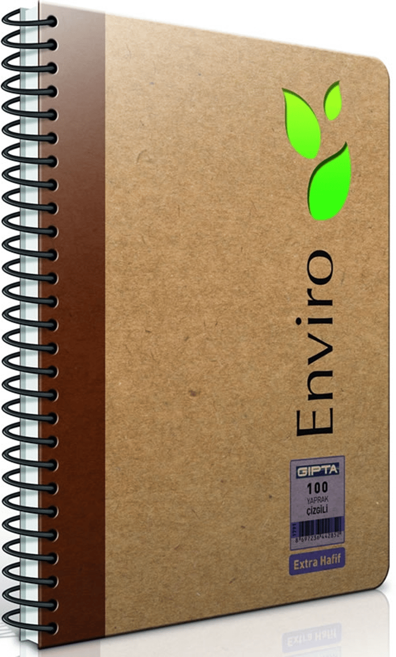 GIPTA DEFTER ENVIRO 17x24 SPİRALLİ KRAFT SERT KAPAK 100 YP.DÜZ 1995