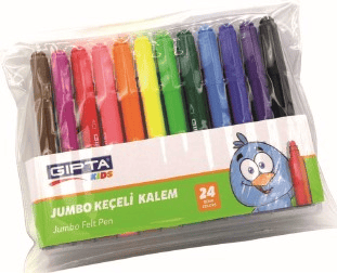 GIPTA KEÇELİ KALEMİ 24 LÜ JUMBO PVC ZIP ÇANTA K410200