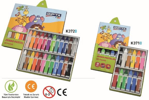 GIPTA PASTEL BOYA JUMBO YIKABABİLİR 12 RENK K371000