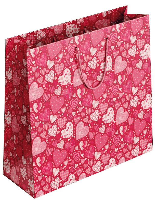 KESKİN KARTON ÇANTA K3 PEMBE KALPLER 170124-99