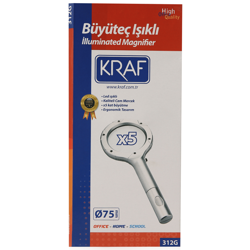 KRAF BÜYÜTEÇ IŞIKLI 75MM 5X 312G