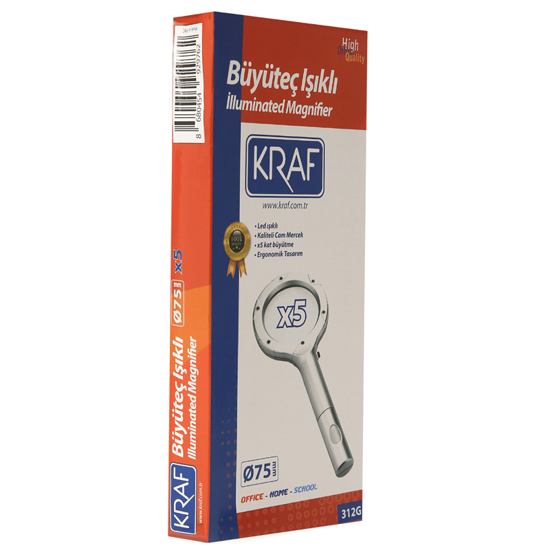 KRAF BÜYÜTEÇ IŞIKLI 75MM 5X 312G