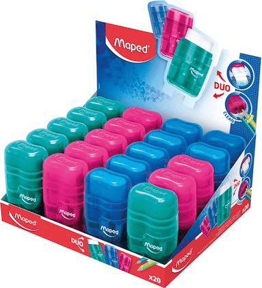 MAPED KALEMTIRAŞ ÇİFT DELİKLİ CONNECT TRANSLU SİLGİLİ 20 Lİ 49211
