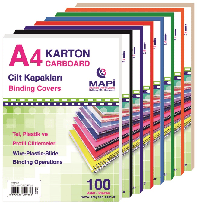 MAPİ CİLT KAPAĞI KARTON A4 250 GR SİYAH 100LÜ 2044201