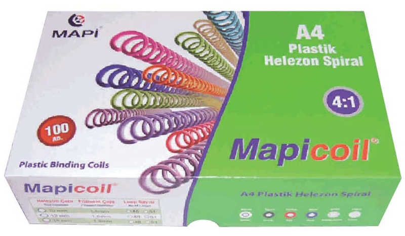 MAPİ SPİRAL PLASTİK HELEZON 4:1 18MM SİYAH 100 ADET 48 LOP 2351801