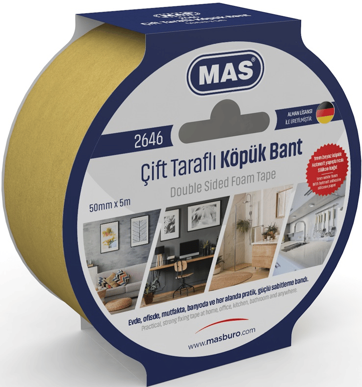 MAS ÇİFT TARAFLI KÖPÜK BANT 50MM X 5M 2646