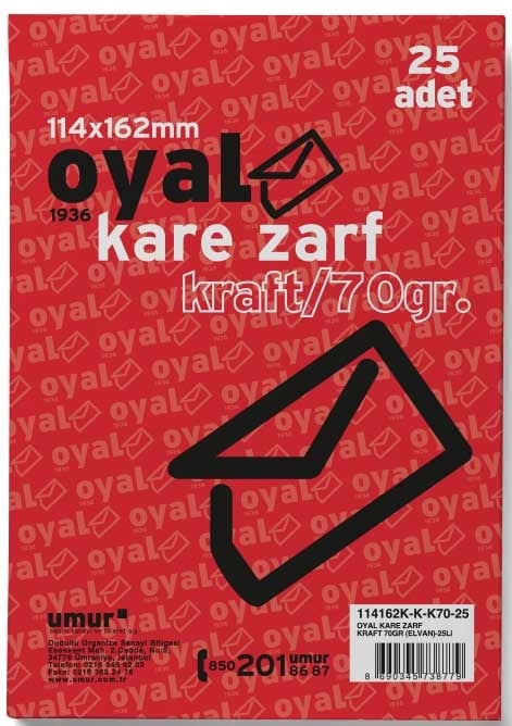 OYAL ZARF KARE 11.4x16.2 70GR ELVAN KRAFT 25 Lİ
