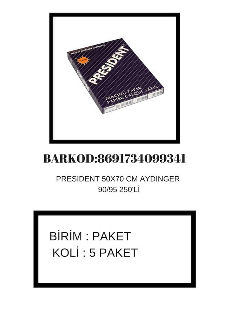 PRESIDENT AYDINGER 50x70 90/95 GR 250 Lİ