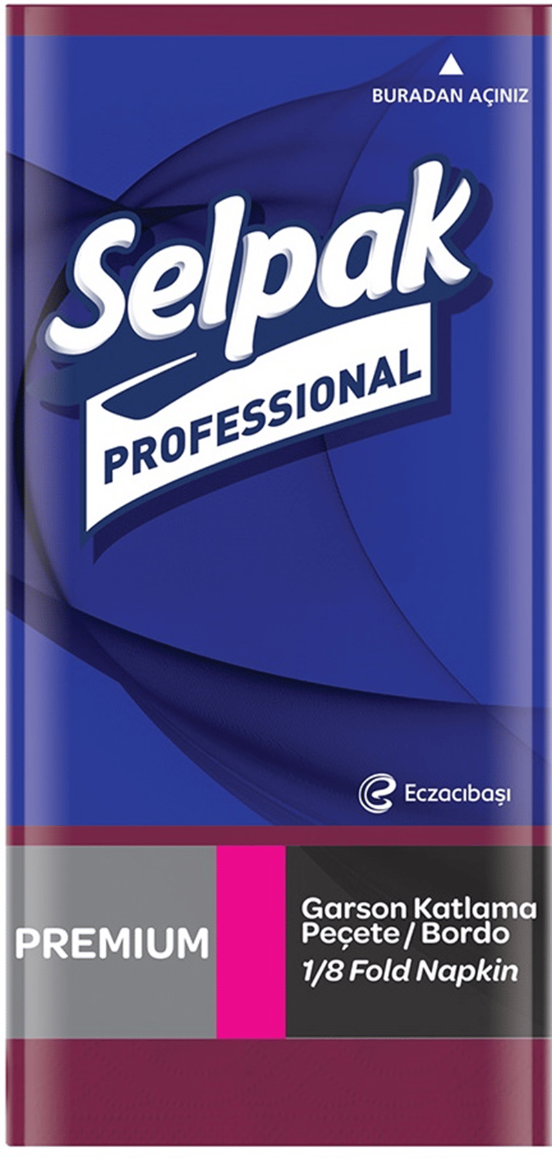 SELPAK PROFESSIONAL KAĞIT GARSON KATLAMA PEÇETE PREMIUM 40x40 Cm. BORDO 50 Lİ (KOLİ=50 Lİ x 20 PK) 9681118