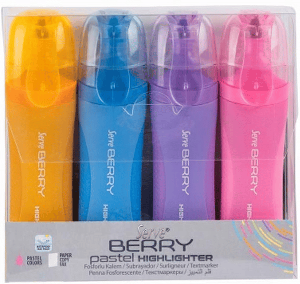 SERVE FOSFORLU KALEM BERRY SET PASTEL 4 LÜ BRFKP4PS