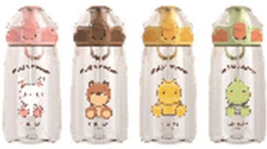 SHOTAY MATARA TRITAN PİPETLİ  550 ML 4 KARIŞIK RENK-DESEN ST-7009