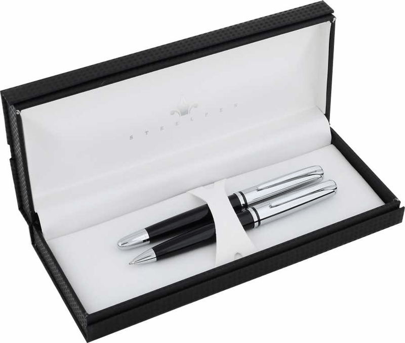 STEELPEN DOLMA KALEM+TÜKENMEZ KALEM SET SATURN SERİSİ SİYAH 2351