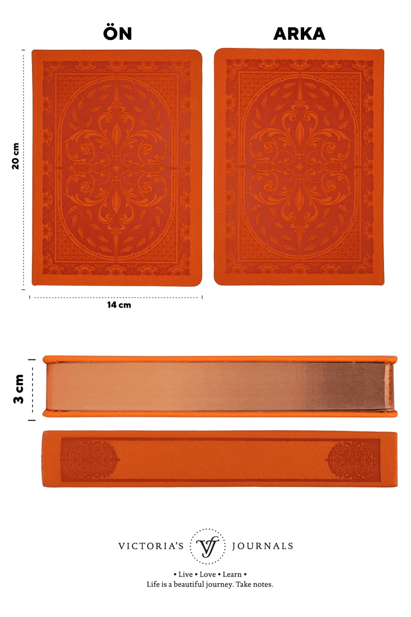 VJ DEFTER VINTAGE OLD BOOK 14x20 Cm. 80 Gr. 160 YP. ÇİZGİLİ TURUNCU 3477
