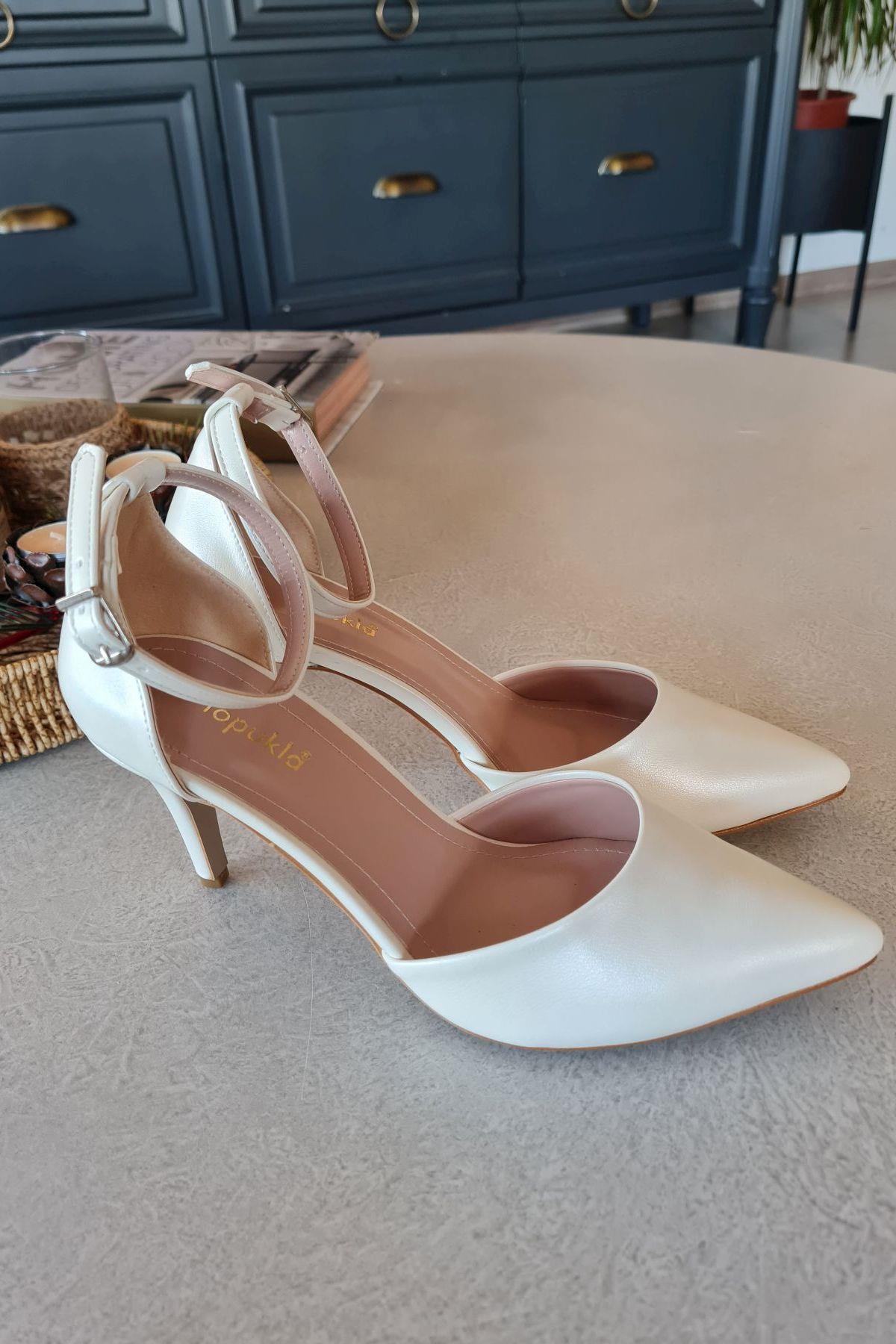 036 0630 Topukla Kadın Stiletto Bilekden Bağlama Sdef Gelin Abiye Ayakkabı