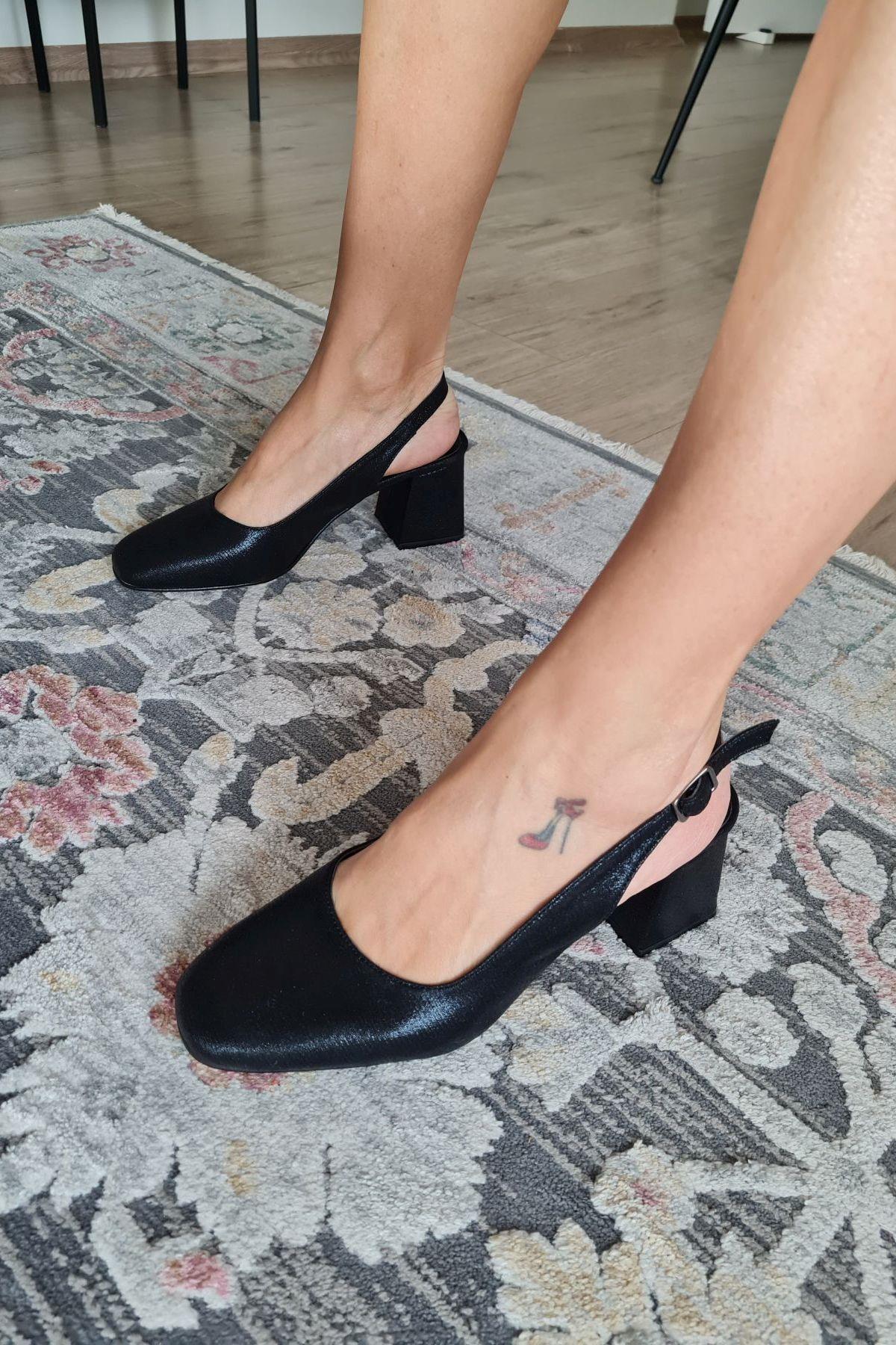 10 049 Topukla Kadın 6 cm Topuklu Loafer Günlük Ayakkabı