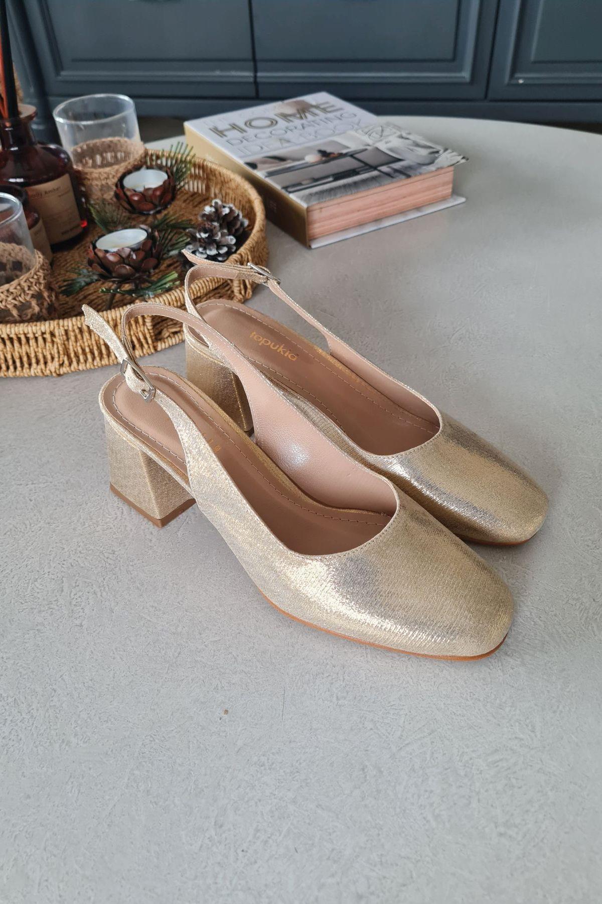 10 049 Topukla Kadın 6 cm Topuklu Loafer Günlük Ayakkabı