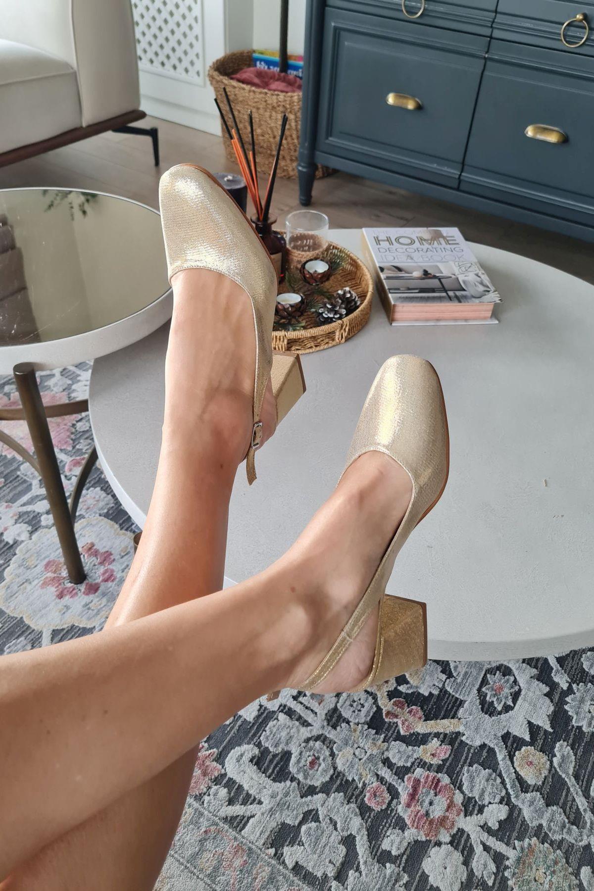 10 049 Topukla Kadın 6 cm Topuklu Loafer Günlük Ayakkabı