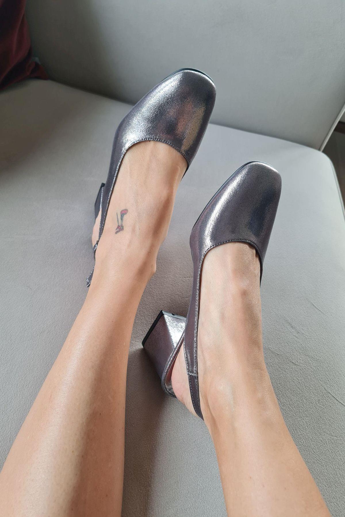 10 049 Topukla Kadın 6 cm Topuklu Loafer Günlük Ayakkabı