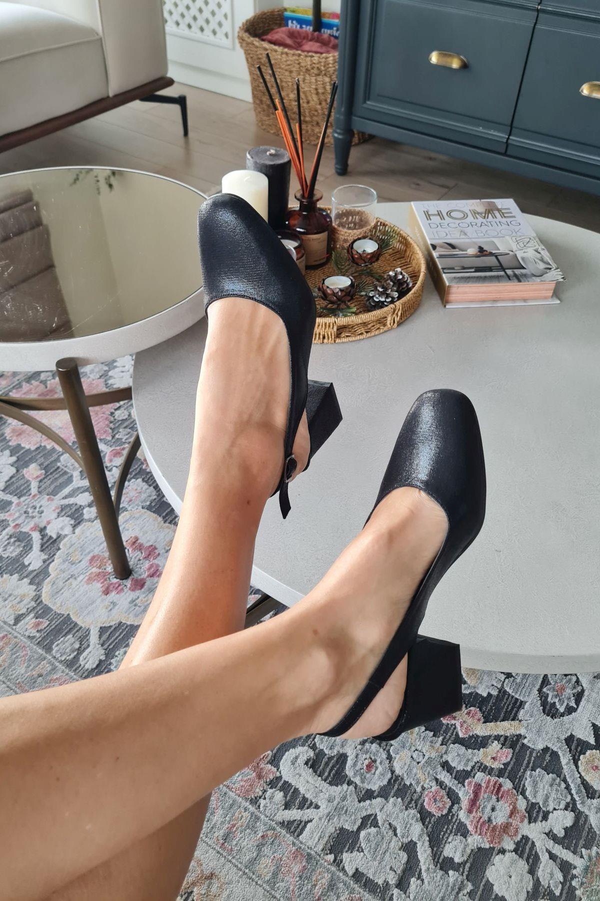 10 049 Topukla Kadın 6 cm Topuklu Loafer Günlük Ayakkabı