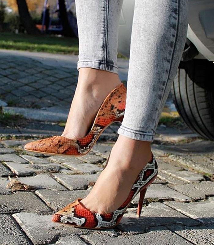 100 Y Topukla Kadın Yılan Stiletto 15P