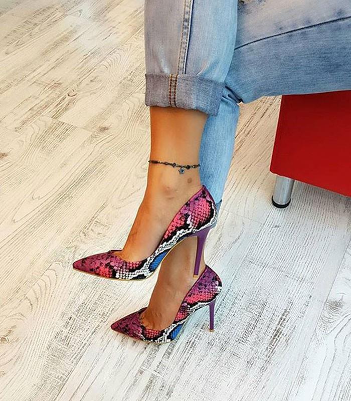 100 Y Topukla Kadın Yılan Stiletto 15P
