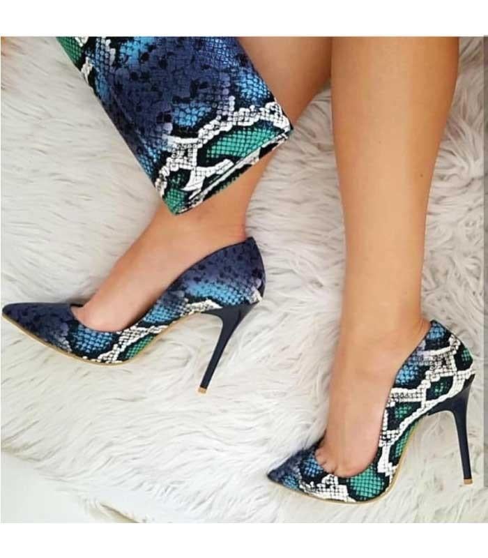 100 Y Topukla Kadın Yılan Stiletto 15P