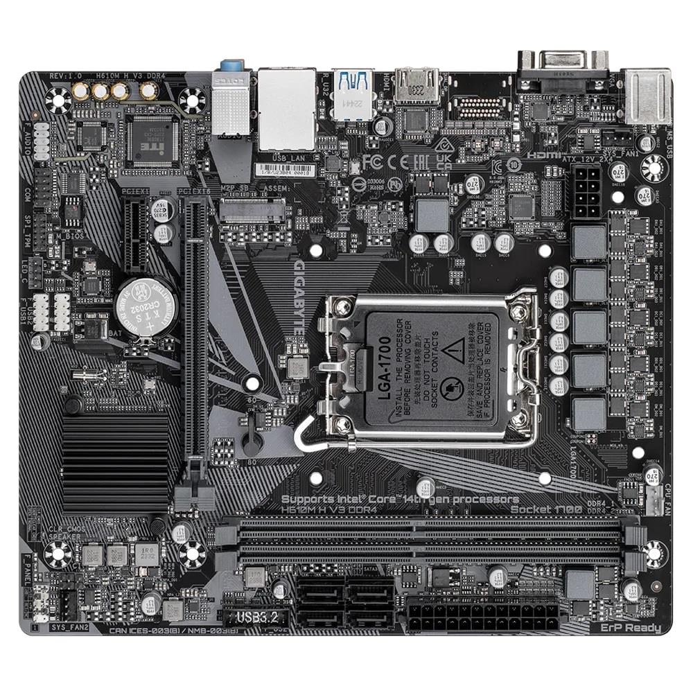 GIGABYTE H610M H V3 DDR4 3200MHZ(OC) M.2 HDMI DSUB MATX 1700P 